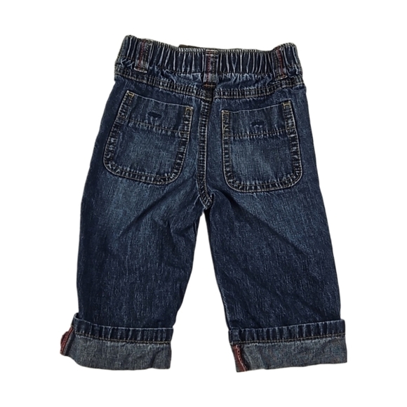 Vintage Retro Genuine Kids 4 Pocket Elastic Waist Denim Cuffed Jeans, 9 Months - Picture 3 of 5